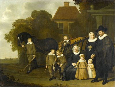 Portrait of the Meebeeck Cruywagen Family Near the Gate of Their Country Home on the Uitweg Near Amsterdam by Jacob van Loo  